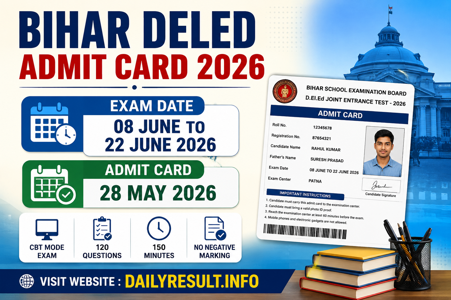 Bihar DElEd Admit Card 2026