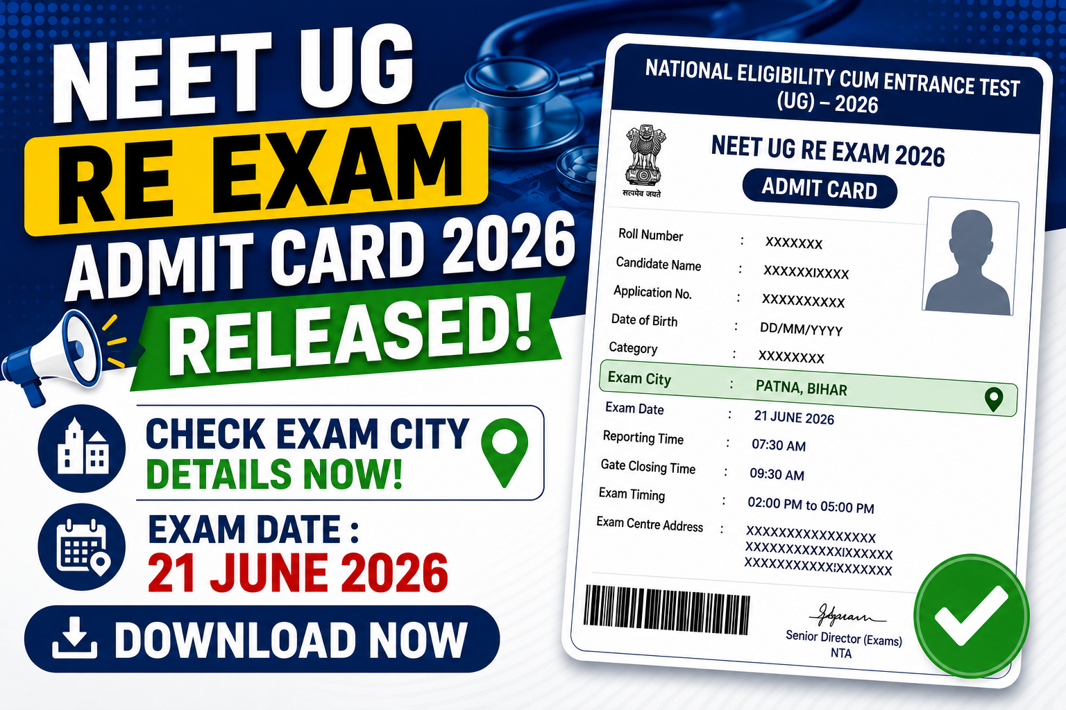 NEET UG Re Exam Admit Card 2026