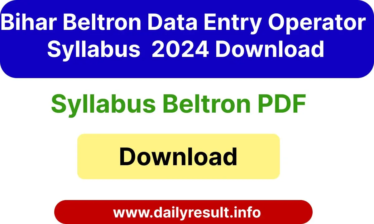 Bihar Beltron Data Entry Operator Syllabus 2024 Download PDF