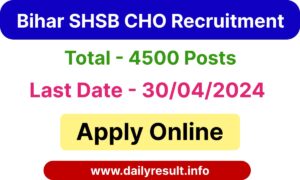 Bihar SHSB CHO Recruitment