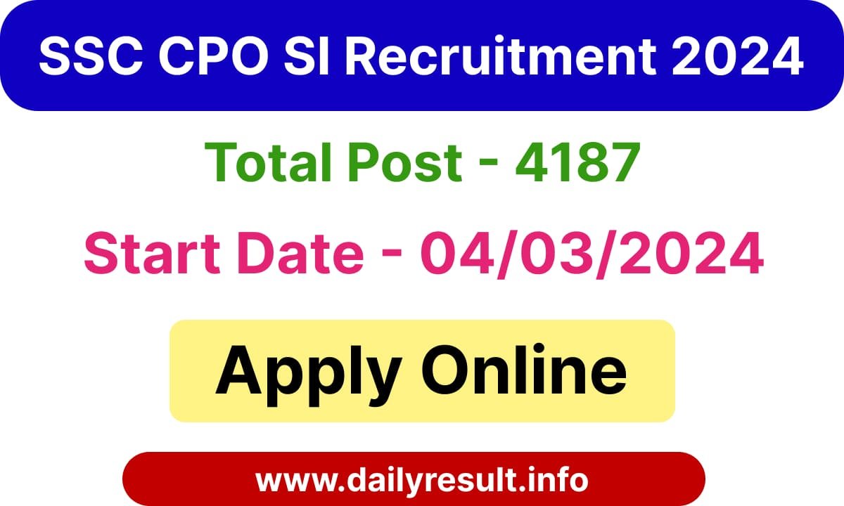 SSC CPO SI Recruitment Online Form