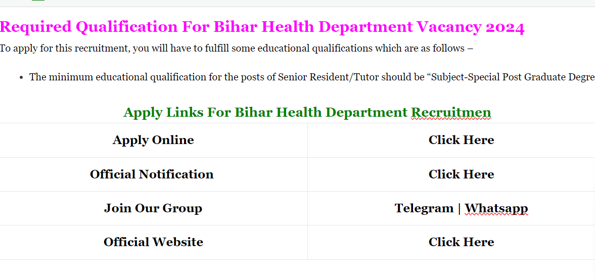 Bihar Health Department Form