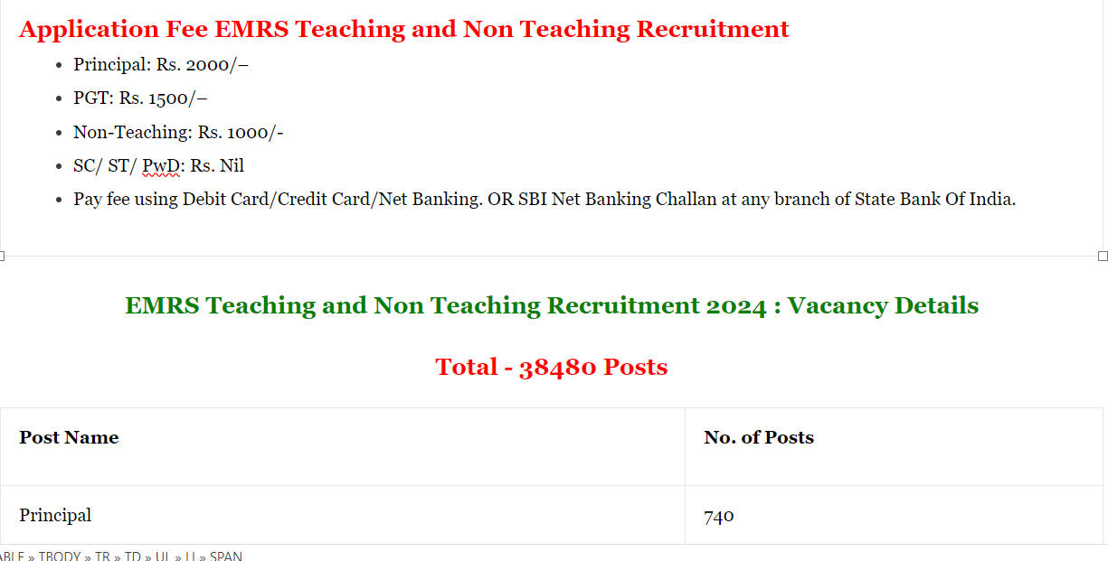 EMRS Teaching and Non Teaching