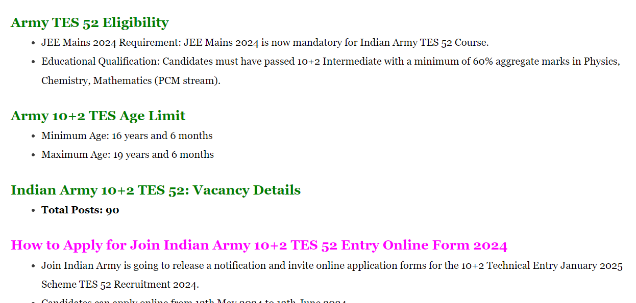 Indian Army 10+2 TES 52